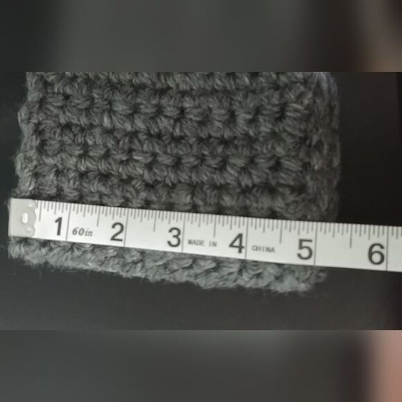 Just in! Handmade Crocheted Contoured Unisex Headband/Earwarmer Dark Grey - Picture 8 of 8